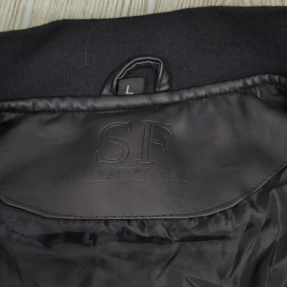 Superlative Fashion SF Italian Partial Leather Bomber Jacket Streetwear Men’s L